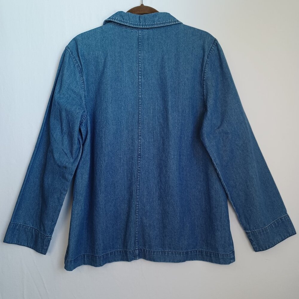 Classic Elements Denim Jacket Embroidered Barn Ch… - image 7